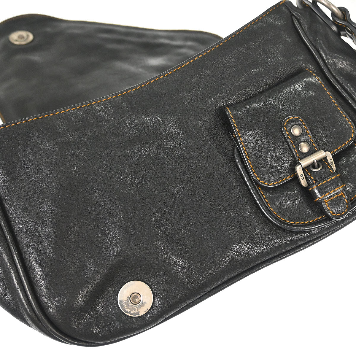 Christian Dior Black Gaucho Crossbody Bag