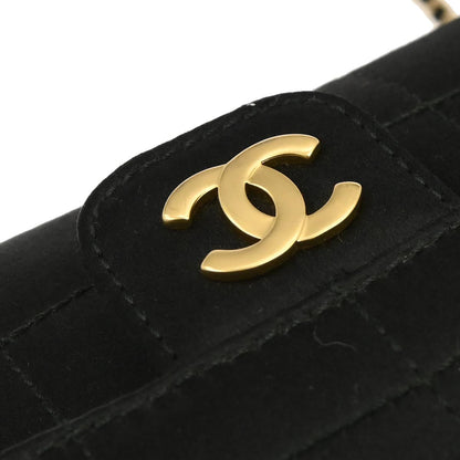 Chanel Black Satin Camelia Single Chain Shoulder Bag