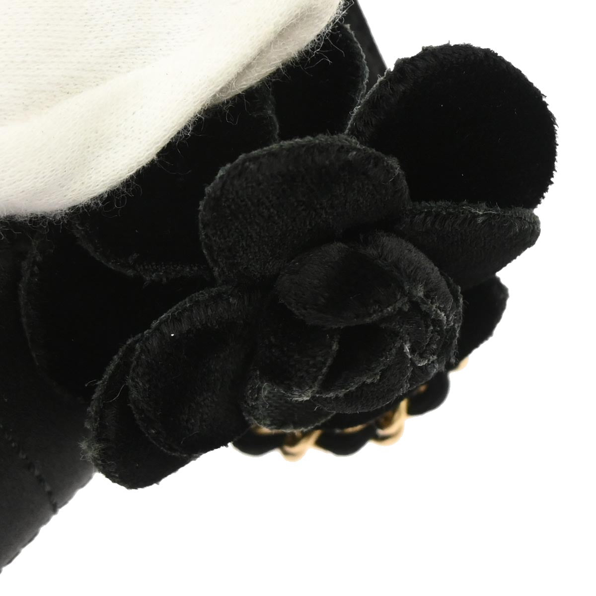 Chanel Black Satin Camelia Single Chain Shoulder Bag