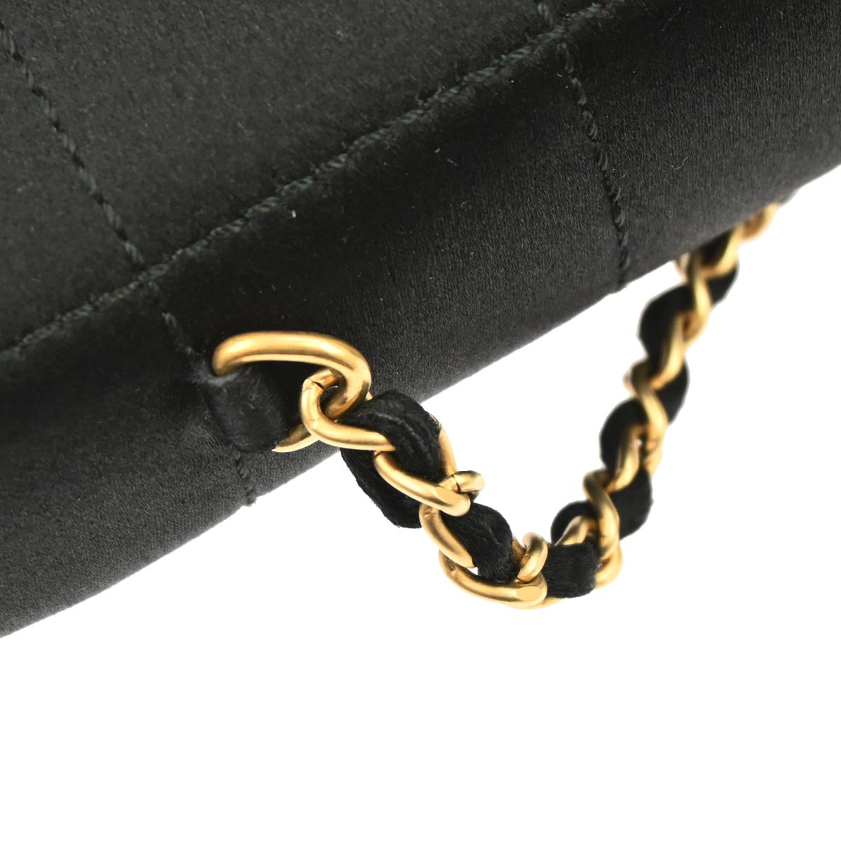 Chanel Black Satin Camelia Single Chain Shoulder Bag