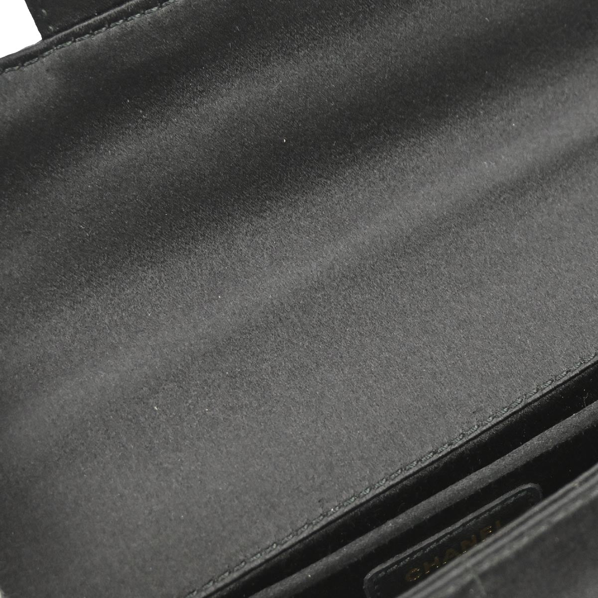 Chanel Black Satin Camelia Single Chain Shoulder Bag