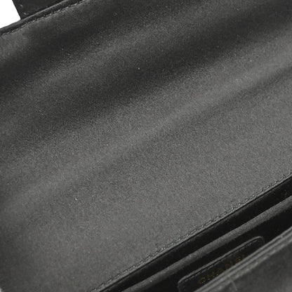 Chanel Black Satin Camelia Single Chain Shoulder Bag