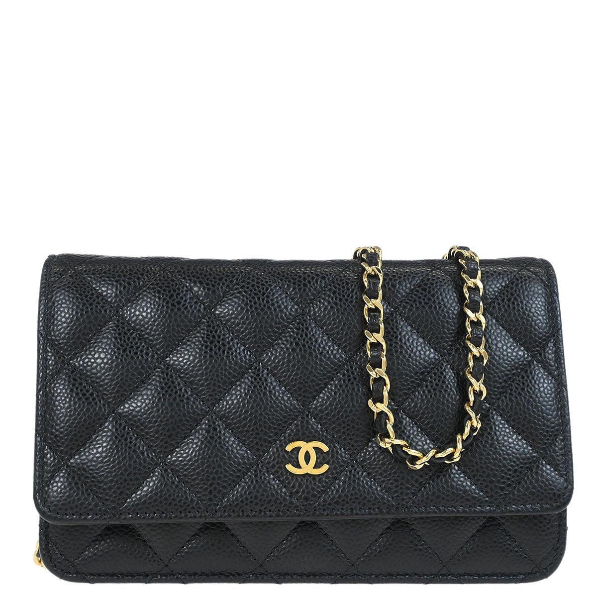 Chanel 2018 Black Caviar Skin Classic WOC Wallet on Chain Bag
