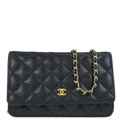 Chanel 2018 Black Caviar Skin Classic WOC Wallet on Chain Bag