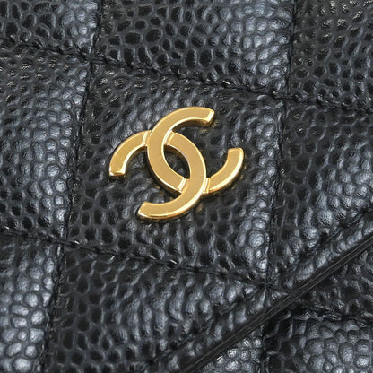 Chanel 2018 Black Caviar Skin Classic WOC Wallet on Chain Bag