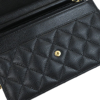 Chanel 2018 Black Caviar Skin Classic WOC Wallet on Chain Bag