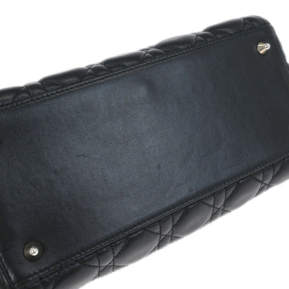 Christian Dior Black Lambskin Lady Dior Cannage 2way Shoulder Handbag