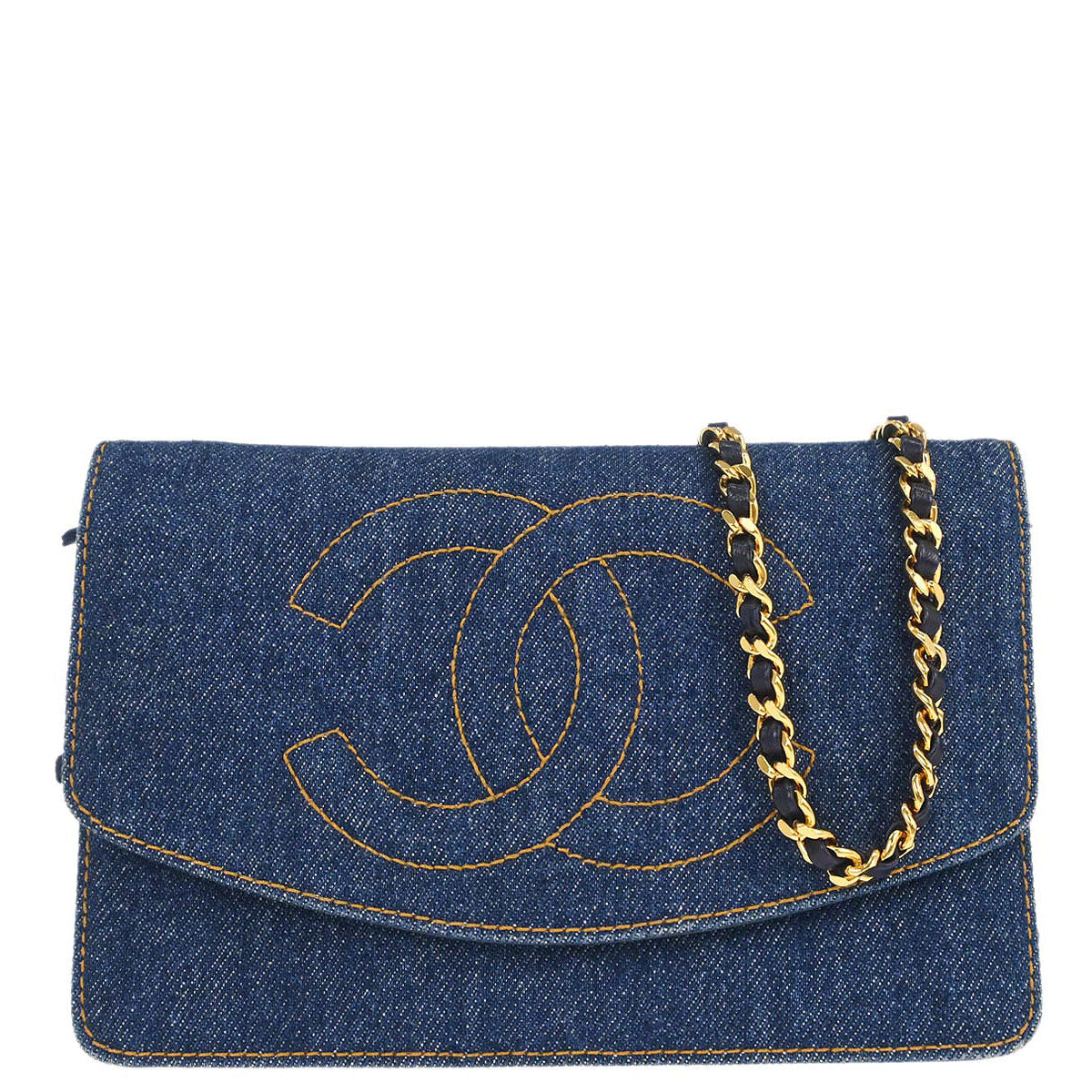 Chanel 1996-1997 Blue Denim Timeless Wallet on Chain WOC