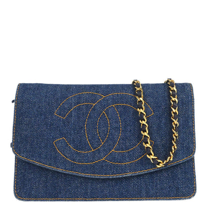 Chanel 1996-1997 Blue Denim Timeless Wallet on Chain WOC