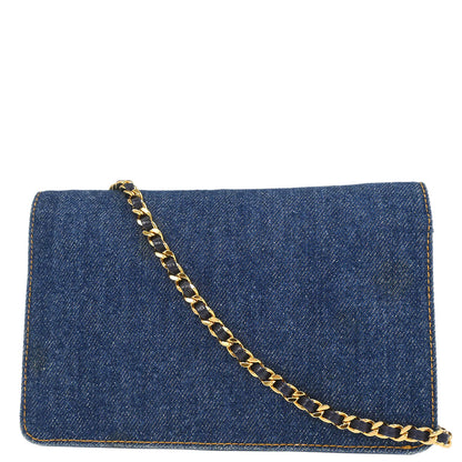 Chanel 1996-1997 Blue Denim Timeless Wallet on Chain WOC
