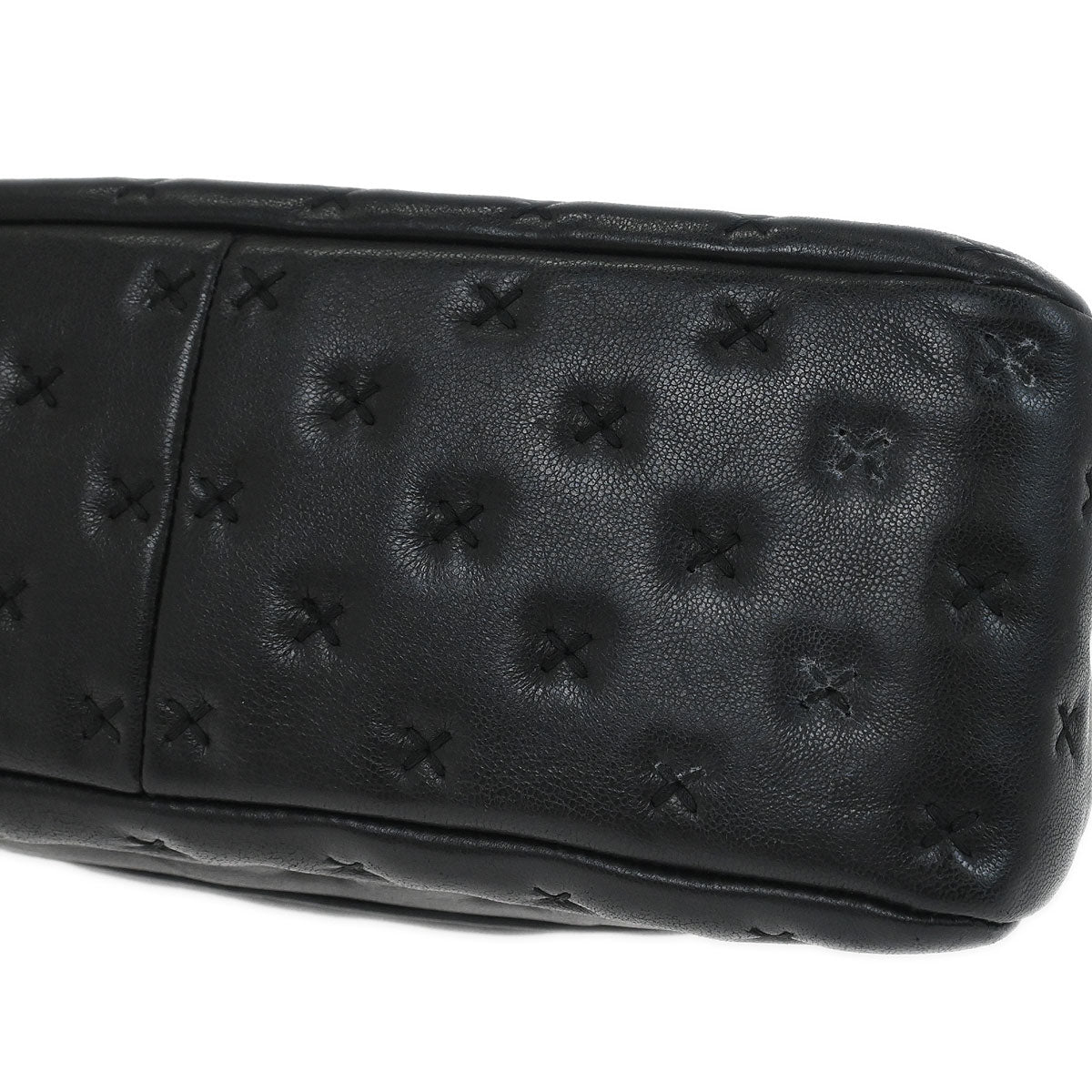 Chanel 2017 Black Lambskin Cross Stitch Coco Handle 2way Shoulder Handbag