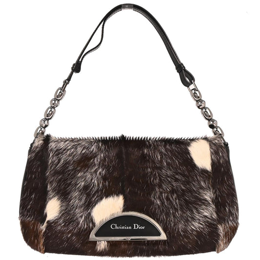 Christian Dior Black Brown Fur Malice Handbag