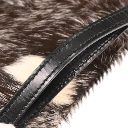 Christian Dior Black Brown Fur Malice Handbag
