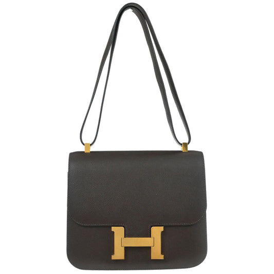 Hermes Moka Epsom Constance 23 Shoulder Bag