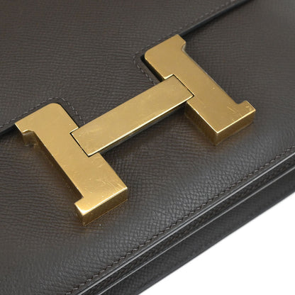 Hermes Moka Epsom Constance 23 Shoulder Bag
