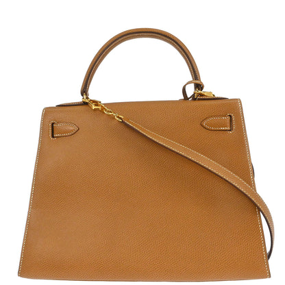 Hermes Natural Courchevel Kelly 28 Sellier 2way Shoulder Handbag