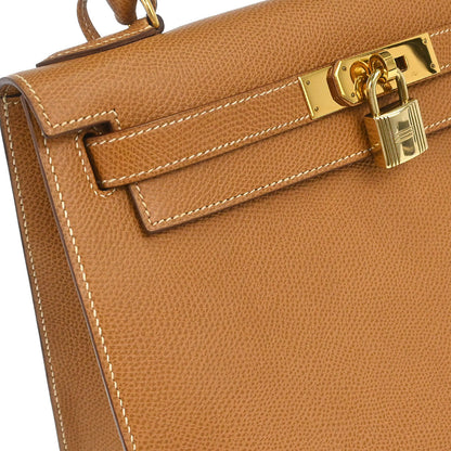 Hermes Natural Courchevel Kelly 28 Sellier 2way Shoulder Handbag