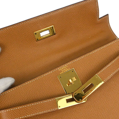 Hermes Natural Courchevel Kelly 28 Sellier 2way Shoulder Handbag