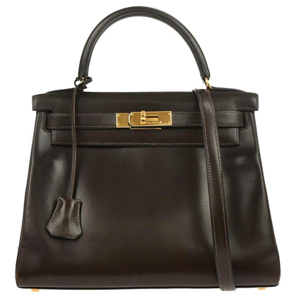 Hermes Cafe Box Calf Kelly 28 Retourne 2way Shoulder Handbag