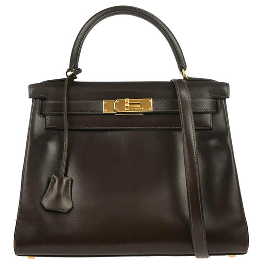 Hermes Cafe Box Calf Kelly 28 Retourne 2way Shoulder Handbag