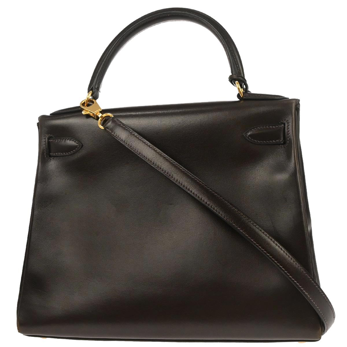 Hermes Cafe Box Calf Kelly 28 Retourne 2way Shoulder Handbag