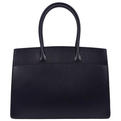 Hermes Navy Box Calf White Bus PM Tote Bag