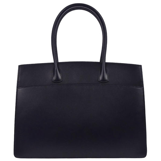 Hermes Navy Box Calf White Bus PM Tote Bag