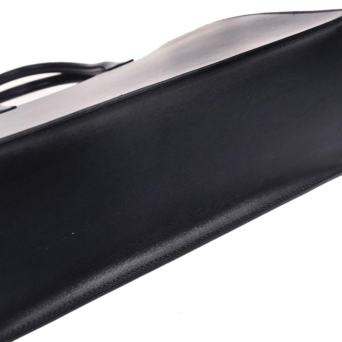 Hermes Navy Box Calf White Bus PM Tote Bag