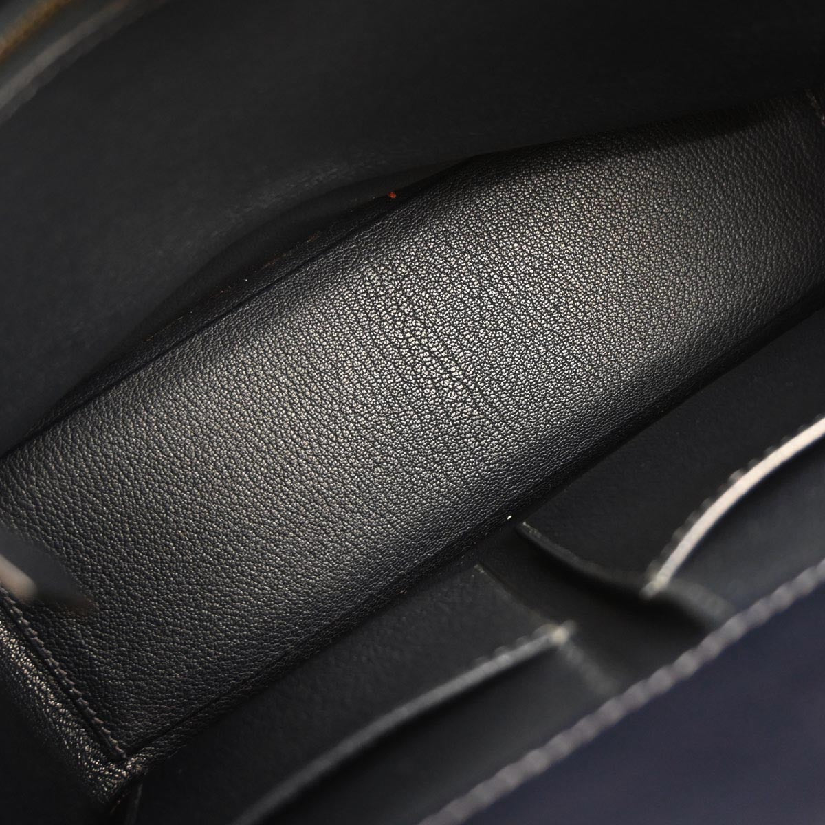 Hermes Navy Box Calf White Bus PM Tote Bag