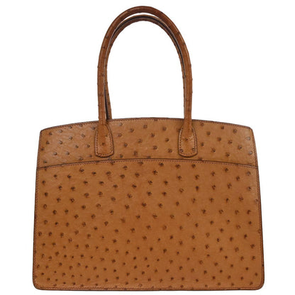 Hermes * Chestnut Ostrich White Bus PM Tote Bag