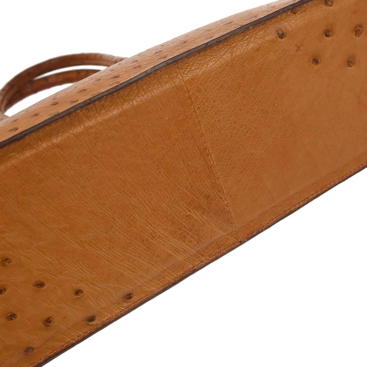 Hermes * Chestnut Ostrich White Bus PM Tote Bag