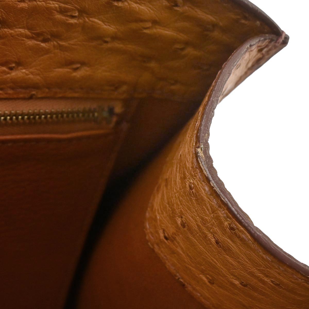 Hermes * Chestnut Ostrich White Bus PM Tote Bag