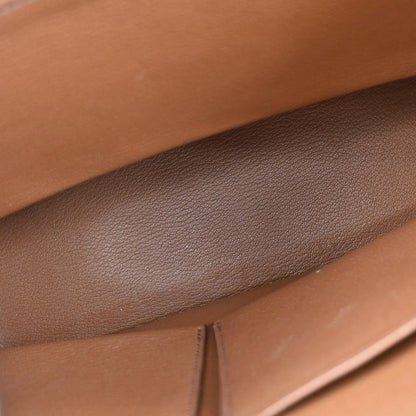 Hermes * Chestnut Ostrich White Bus PM Tote Bag