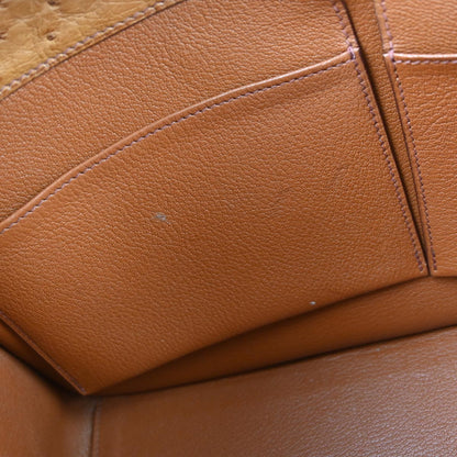 Hermes * Chestnut Ostrich White Bus PM Tote Bag