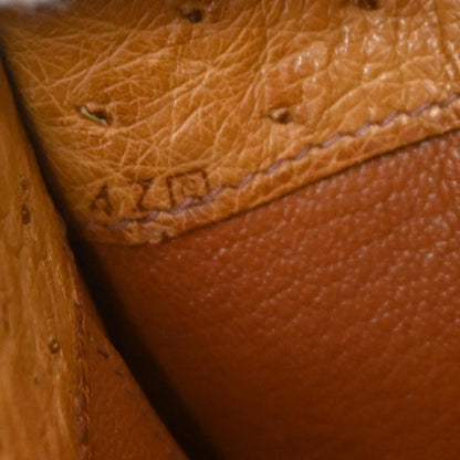 Hermes * Chestnut Ostrich White Bus PM Tote Bag