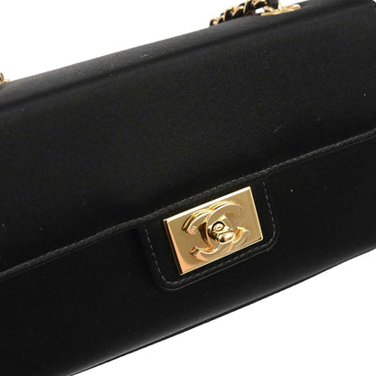 Chanel 2002-2003 Black Satin Vanity Shoulder Bag