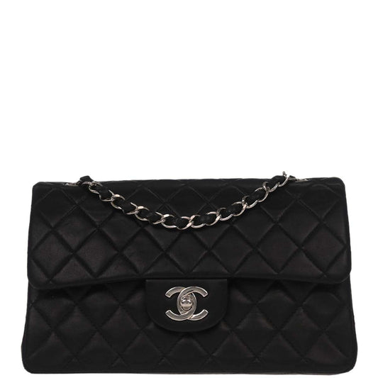 Chanel 2000-2002 Black Lambskin Small Classic Double Flap Shoulder Bag