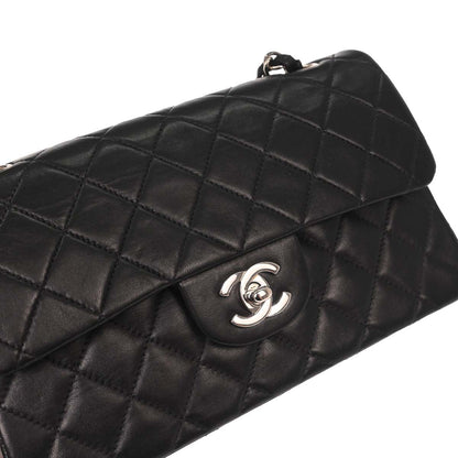 Chanel 2000-2002 Black Lambskin Small Classic Double Flap Shoulder Bag
