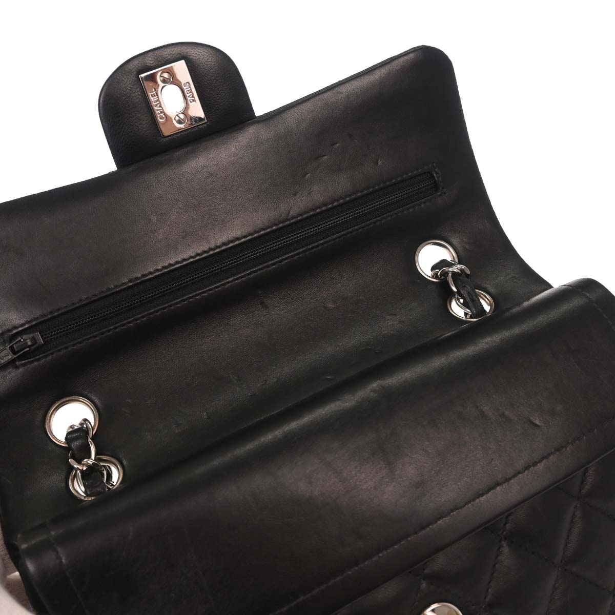 Chanel 2000-2002 Black Lambskin Small Classic Double Flap Shoulder Bag