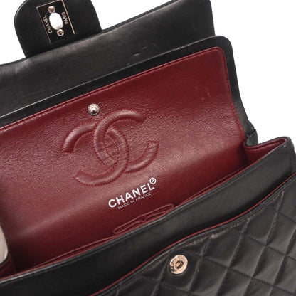 Chanel 2000-2002 Black Lambskin Small Classic Double Flap Shoulder Bag