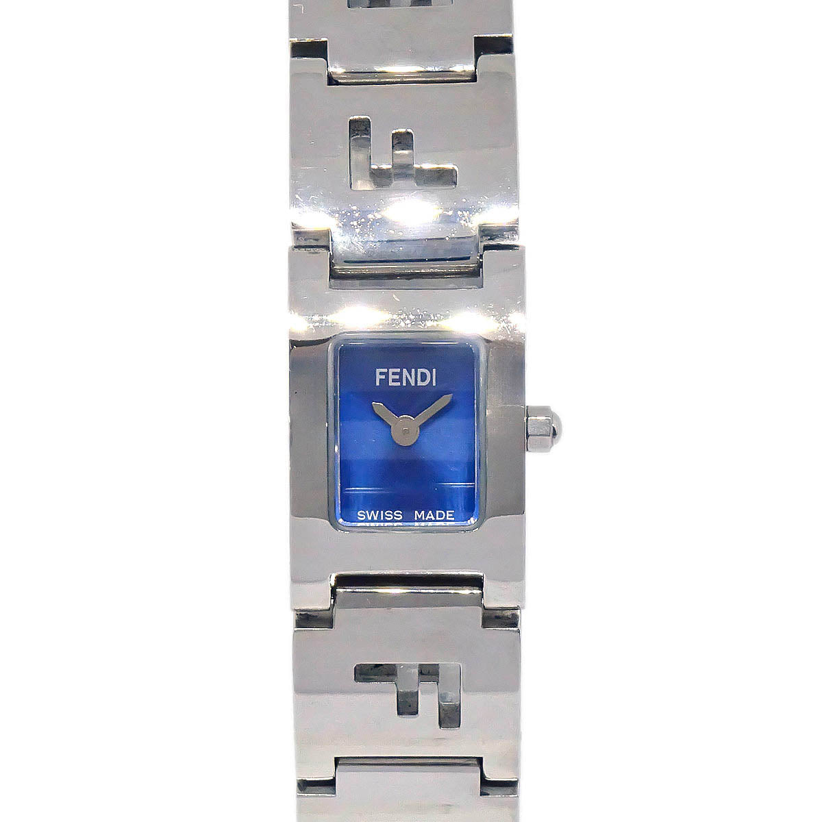 Fendi 3150L Stella Square Quartz Watch Silver SS
