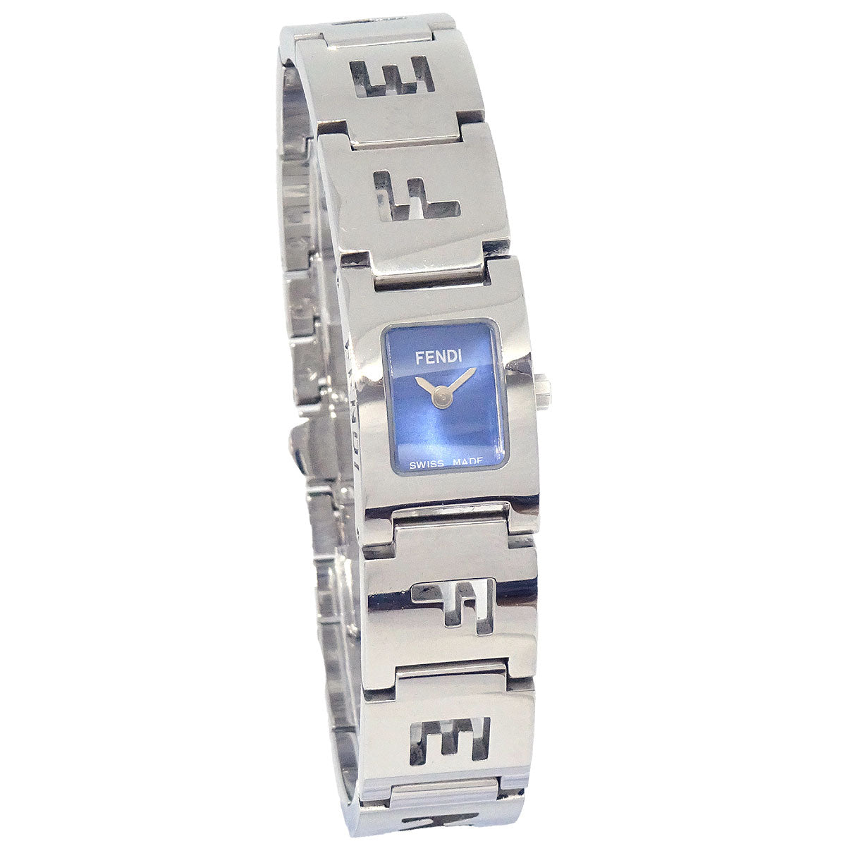 Fendi 3150L Stella Square Quartz Watch Silver SS