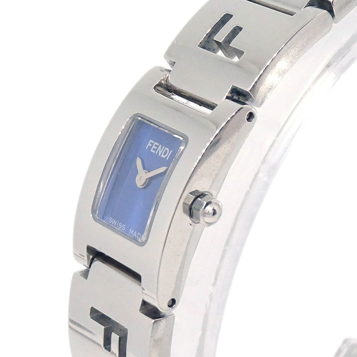 Fendi 3150L Stella Square Quartz Watch Silver SS