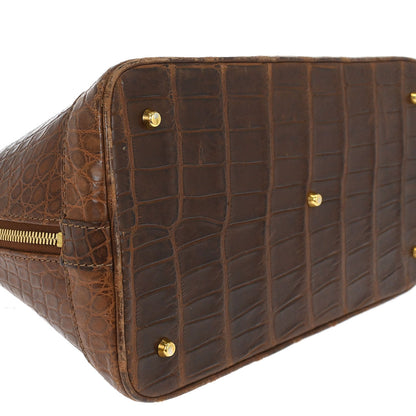 Louis Vuitton * Brown Alligator Alma 2way Shoulder Handbag N90002