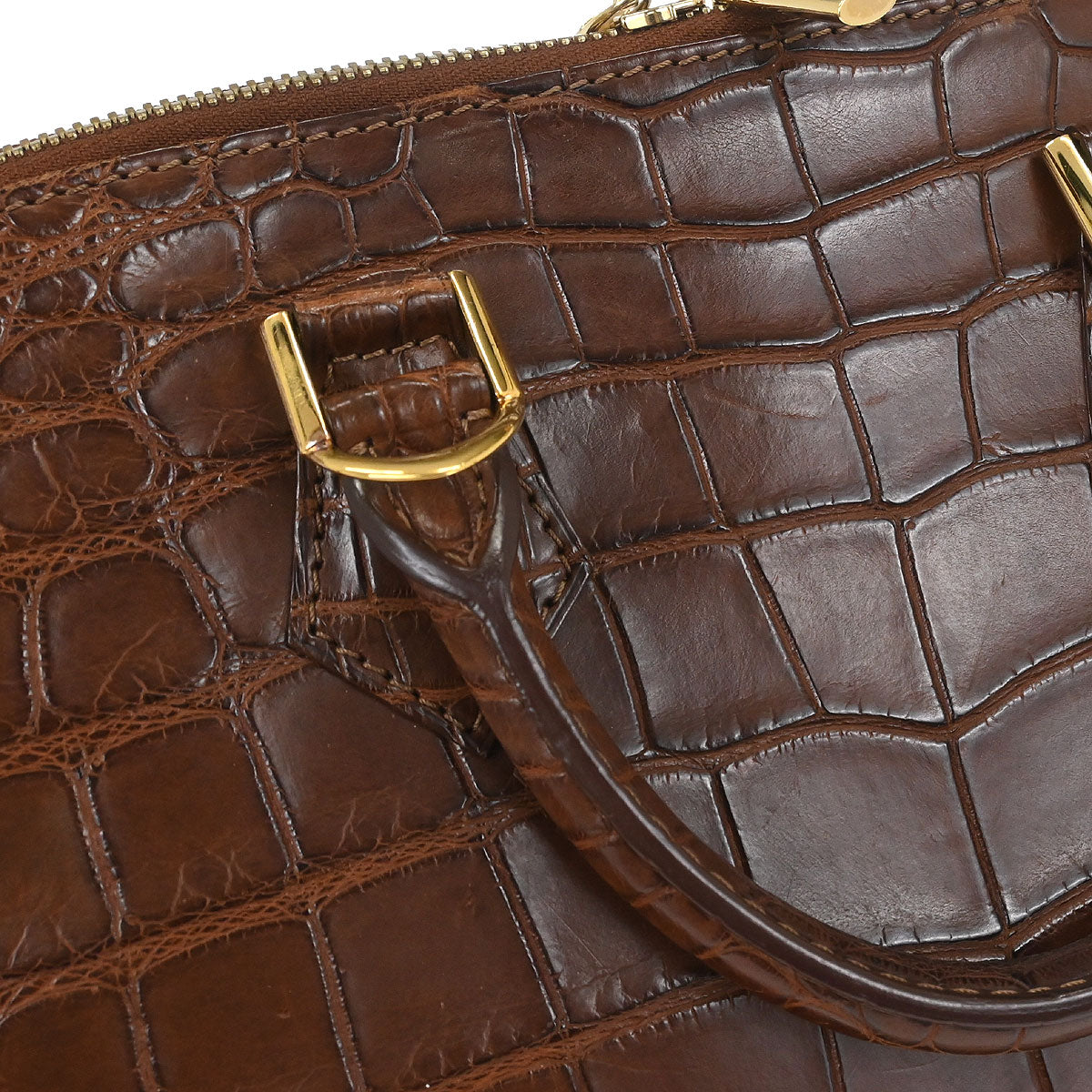Louis Vuitton * Brown Alligator Alma 2way Shoulder Handbag N90002