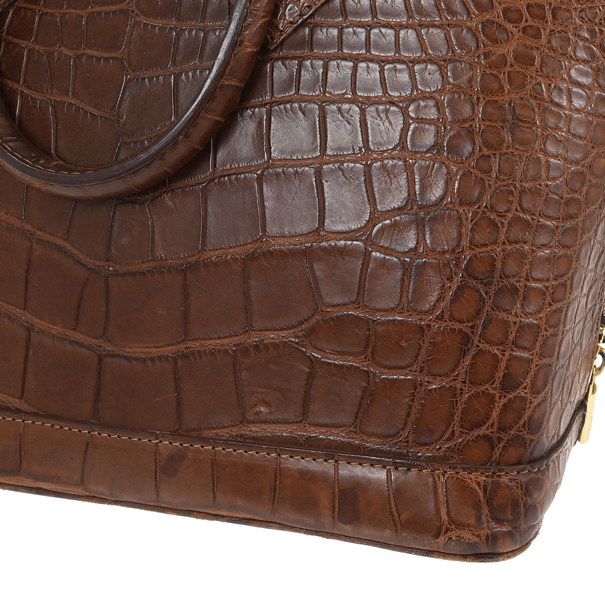 Louis Vuitton * Brown Alligator Alma 2way Shoulder Handbag N90002