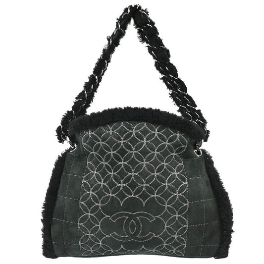 Chanel 2005-2006 Black Mouton Choco Bar Tote Handbag