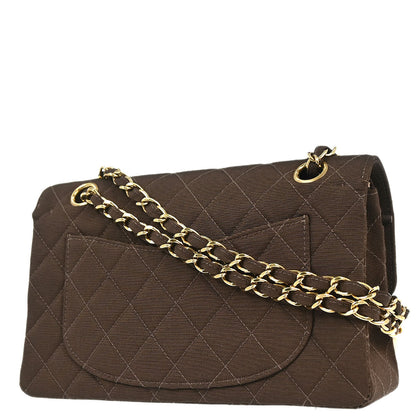 Chanel 1997-1999 Brown Canvas Small Classic Double Flap Shoulder Bag
