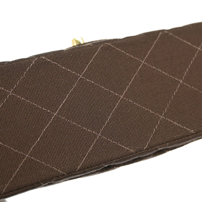 Chanel 1997-1999 Brown Canvas Small Classic Double Flap Shoulder Bag