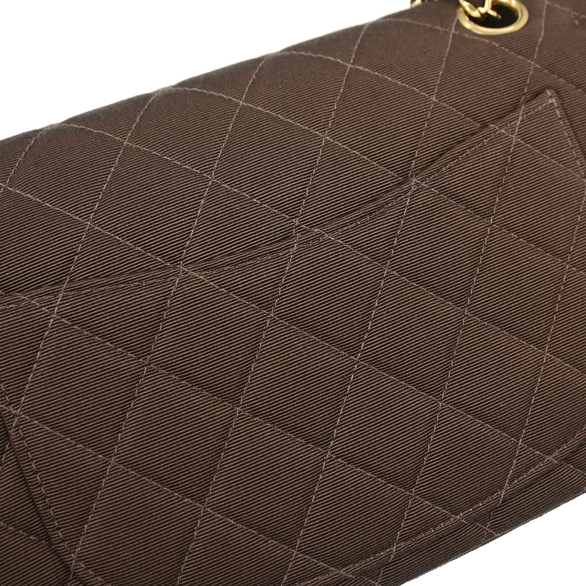 Chanel 1997-1999 Brown Canvas Small Classic Double Flap Shoulder Bag